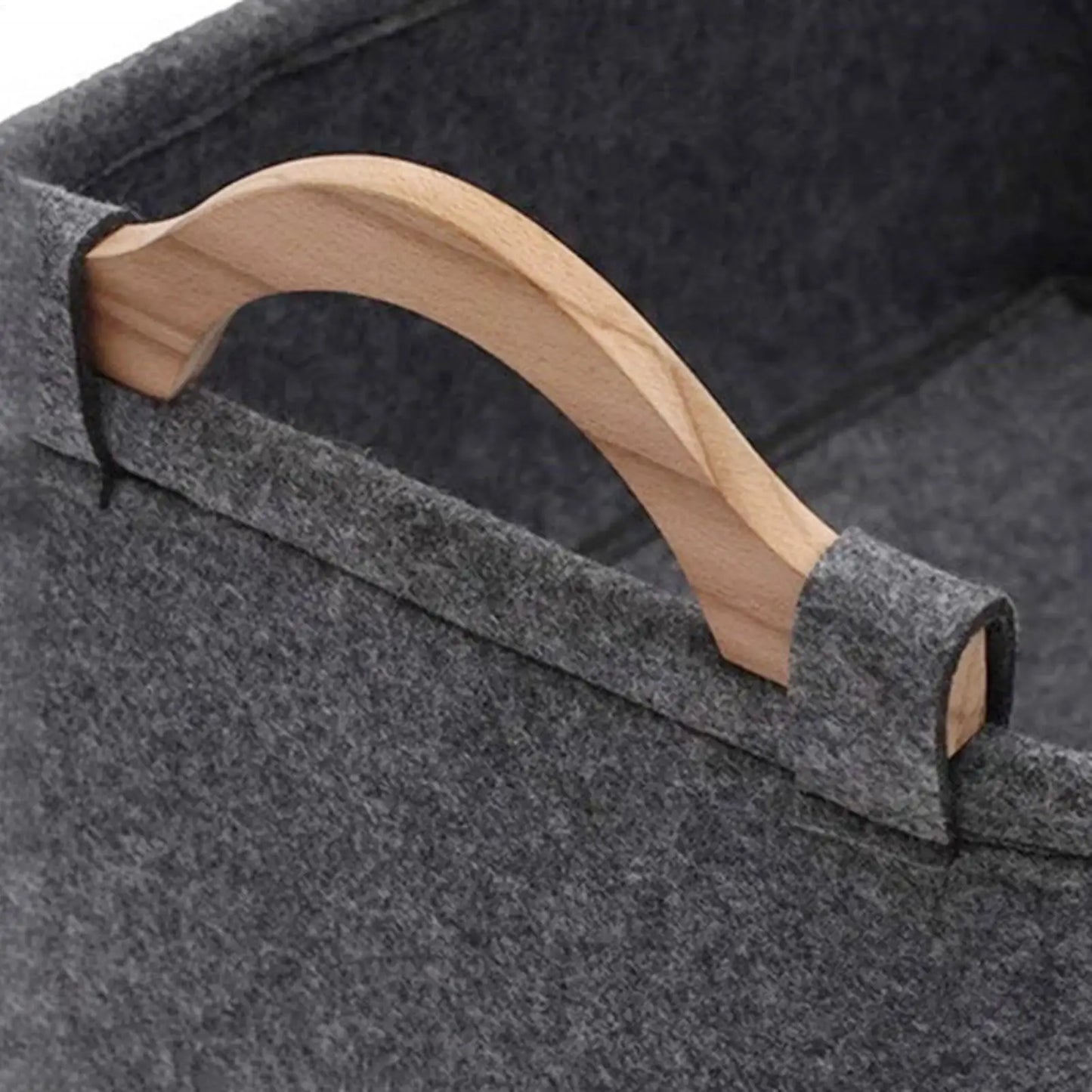 Felt Foldable Dog Toy Basket with Wooden Handle | Pet Storage