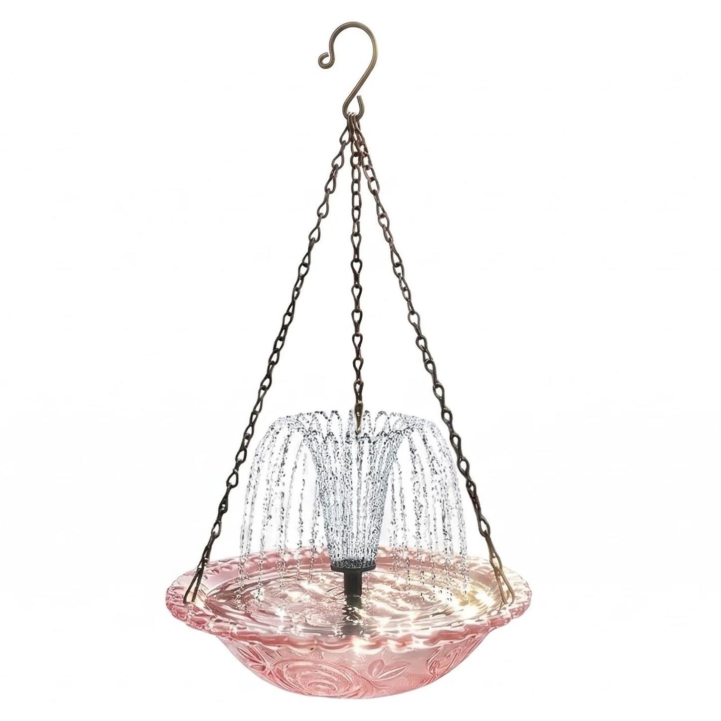Solar Powered Birdbath with Water Pump Outdoor Hanging Bird Bath with Solar Fountain for Outdoor Garden Backyard Patio Lawn Peaceful Pleasures Health and Wellness Pink