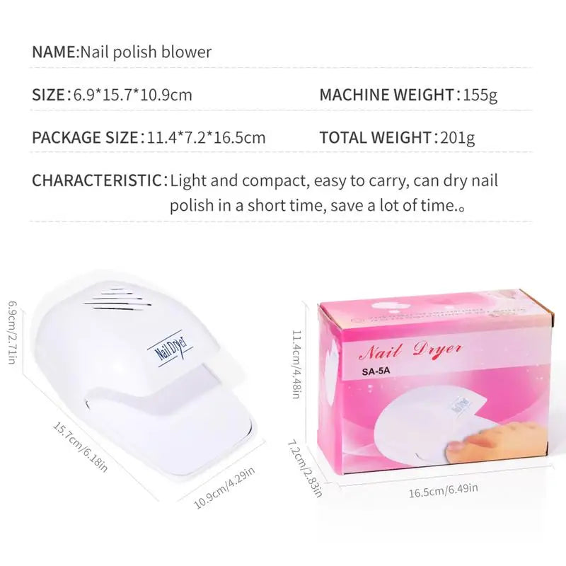 Portable Nail Fan Dryer for Regular Polish | One-Key Operation
