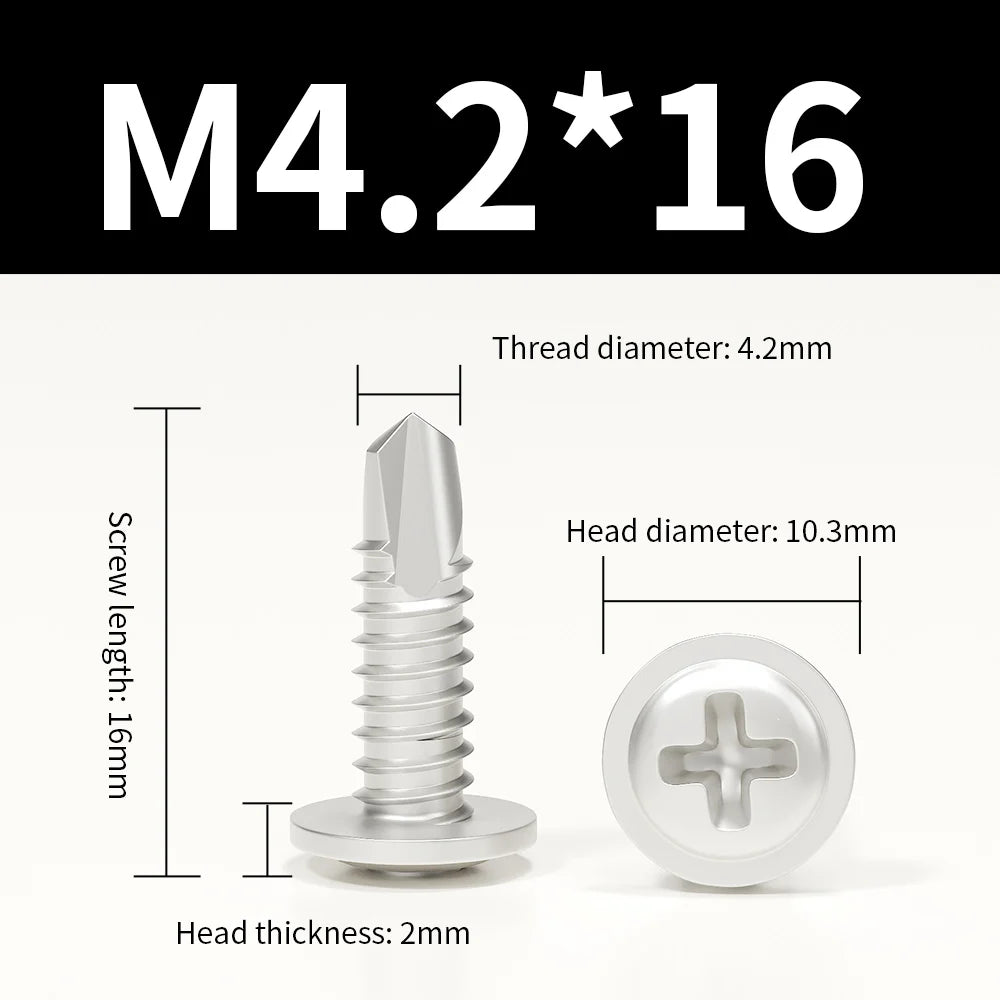 M4.2 Self-Tapping Tek Screws 410 Stainless Steel Truss Head