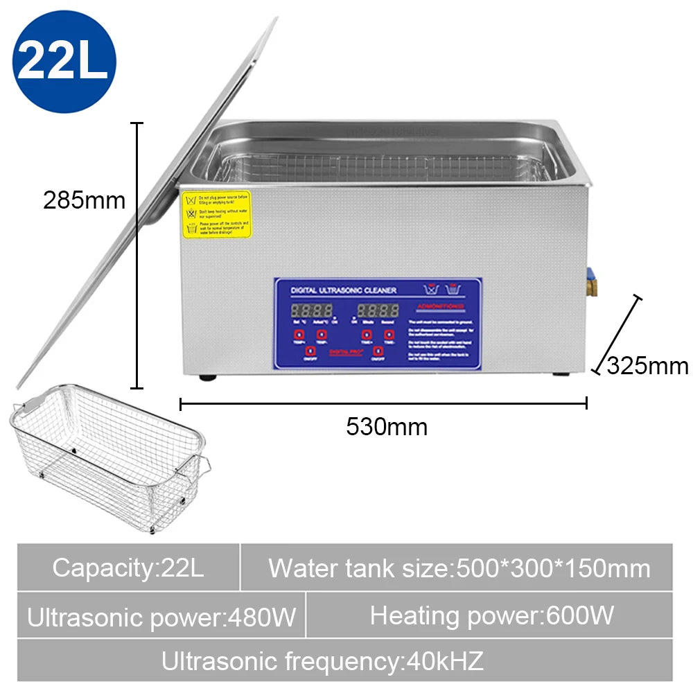 1.3L 2L 3L 6L 10L 15L 22L 30L Ultrasonic Cleaner with Heated Portable Lave-Dishes Washing Machine Diswasher Ultrasound Cleaner Peaceful Pleasures Health and Wellness 22L EU