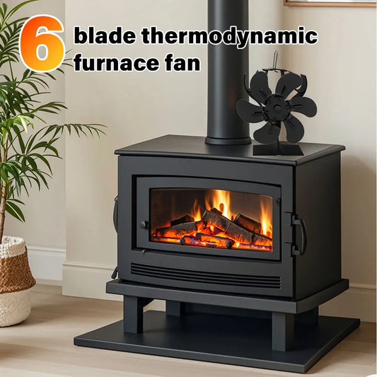 6-Blade Heat Powered Stove Fan for Wood Log Burner Fireplace Quiet Environmental Fan Heater Tool Efficient Heat Distribution Peaceful Pleasures Health and Wellness