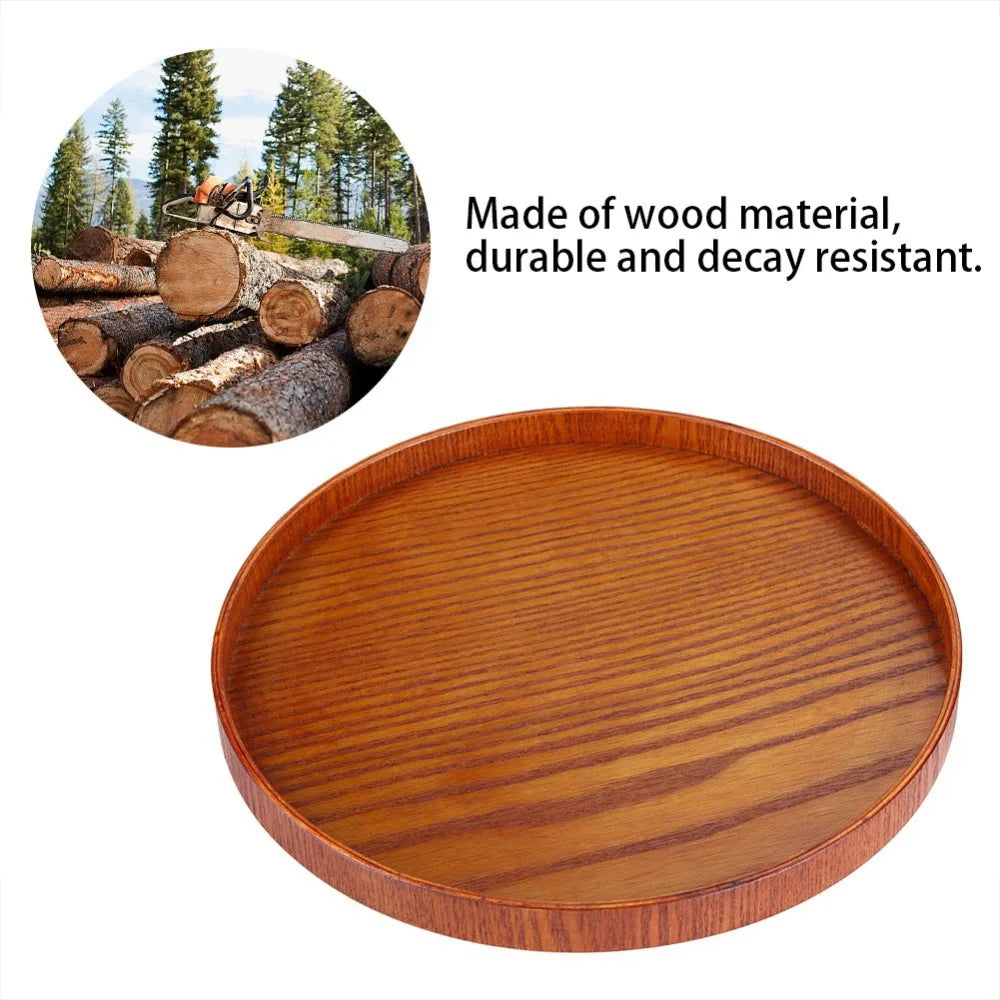 Round Rustic Wooden Serving Tray | Natural Wood Home Décor