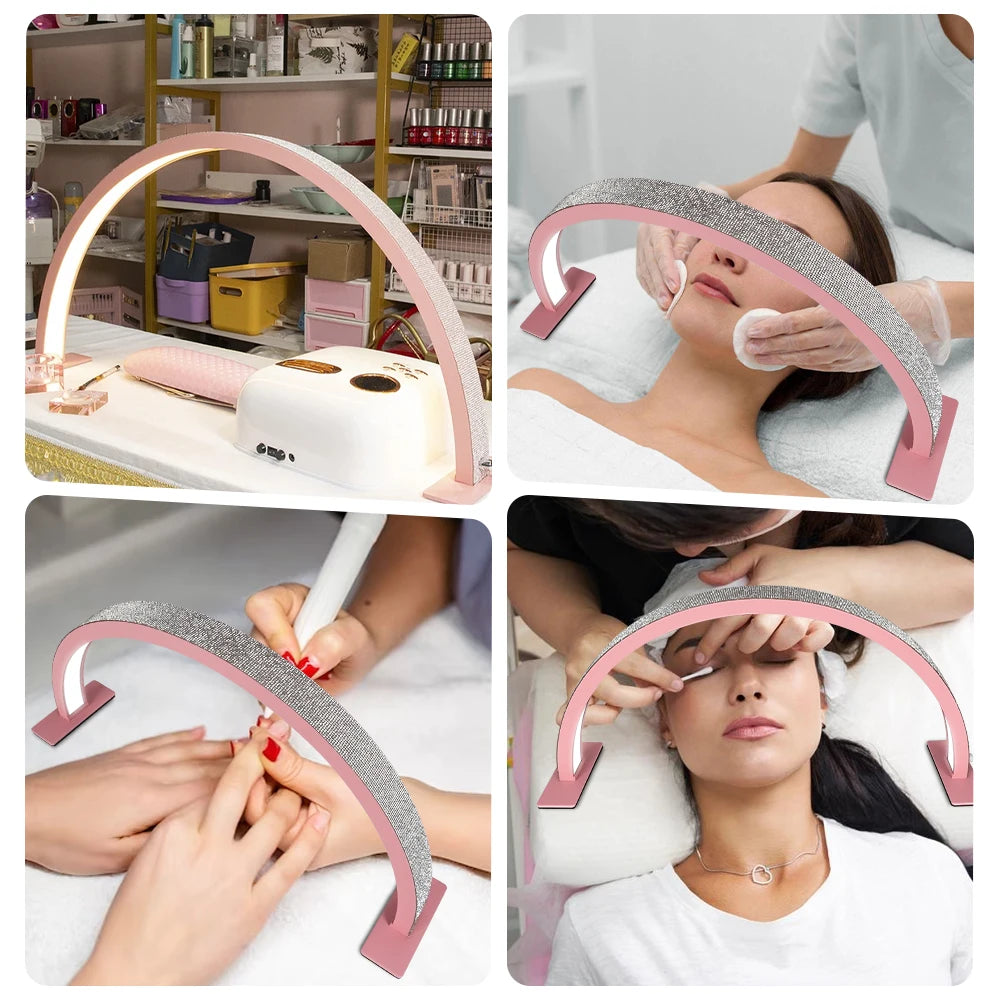 55cm 75cm Half Moon Light Half Moon Nail Desk Lamp with remote mobile phone clip for Eyelash Extension Nail Lash Tattoo Skincare Peaceful Pleasures Health and Wellness