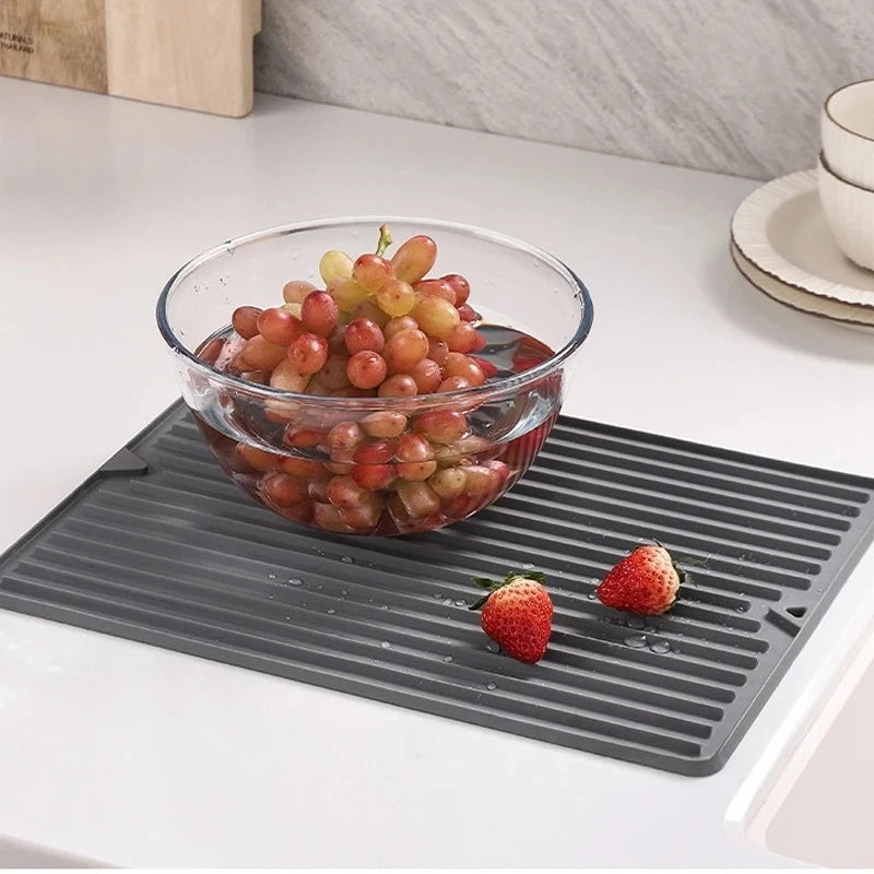 Silicone Dish Drying Mat for Kitchen Counter-Eco Friendly Food Grade Silicone Drying Mat,Easy to Clean Heat Resistant Dish Mat Peaceful Pleasures Health and Wellness