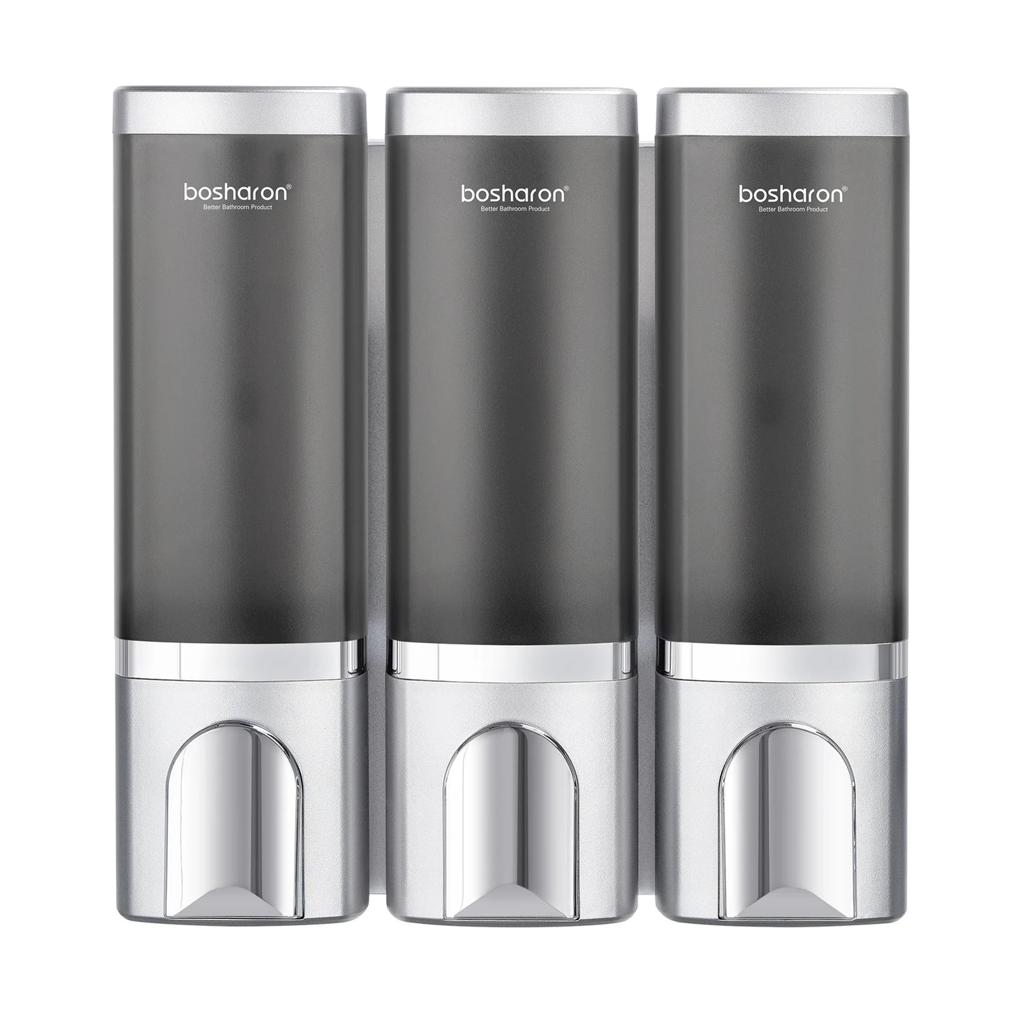 Wall Mounted Shower Soap Dispenser, Shampoo and Conditioner, 3 Chamber No Drill Peaceful Pleasures Health and Wellness Silver
