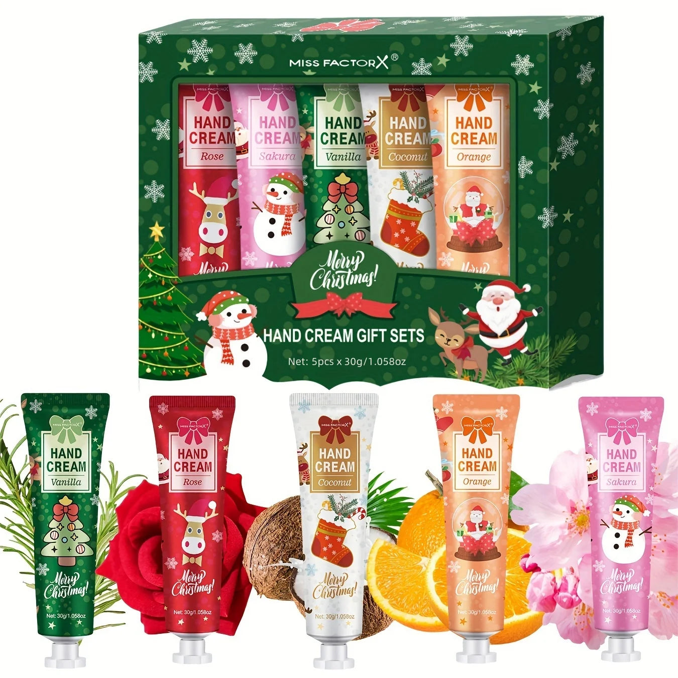 Christmas gift 5/box hand cream set, cream texture, hand cream travel pack, durable moisturizer-30g/piece gift for women Peaceful Pleasures Health and Wellness