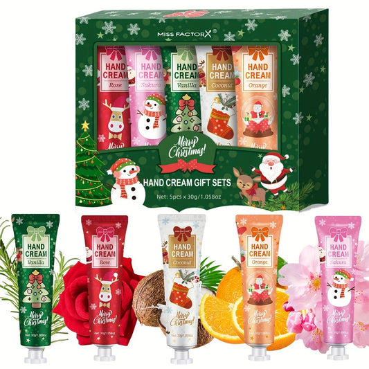 Christmas gift 5/box hand cream set, cream texture, hand cream travel pack, durable moisturizer-30g/piece gift for women Peaceful Pleasures Health and Wellness