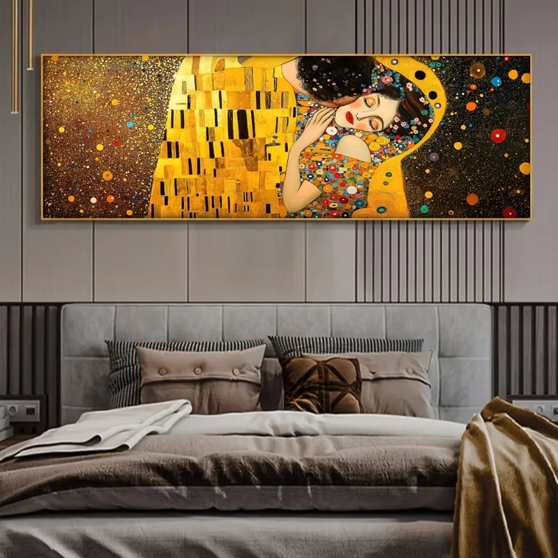 Gustav Klimt 'The Kiss' Canvas Print | Golden Abstract Wall Art Canvas Wall Art Print Peaceful Pleasures Health and Wellness