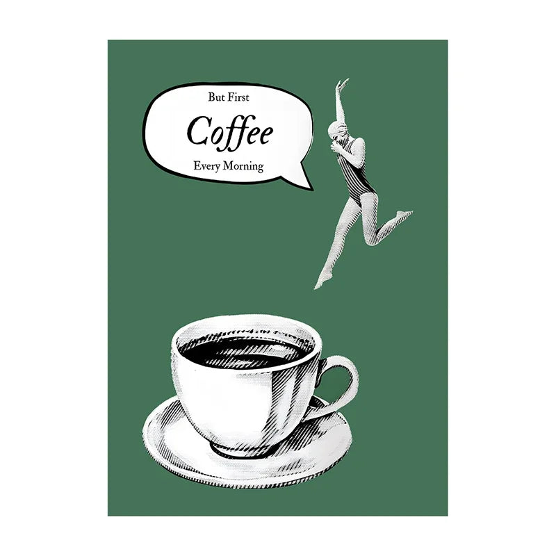 Funny Coffee Diver Canvas Wall Art | Kitchen Decor Print