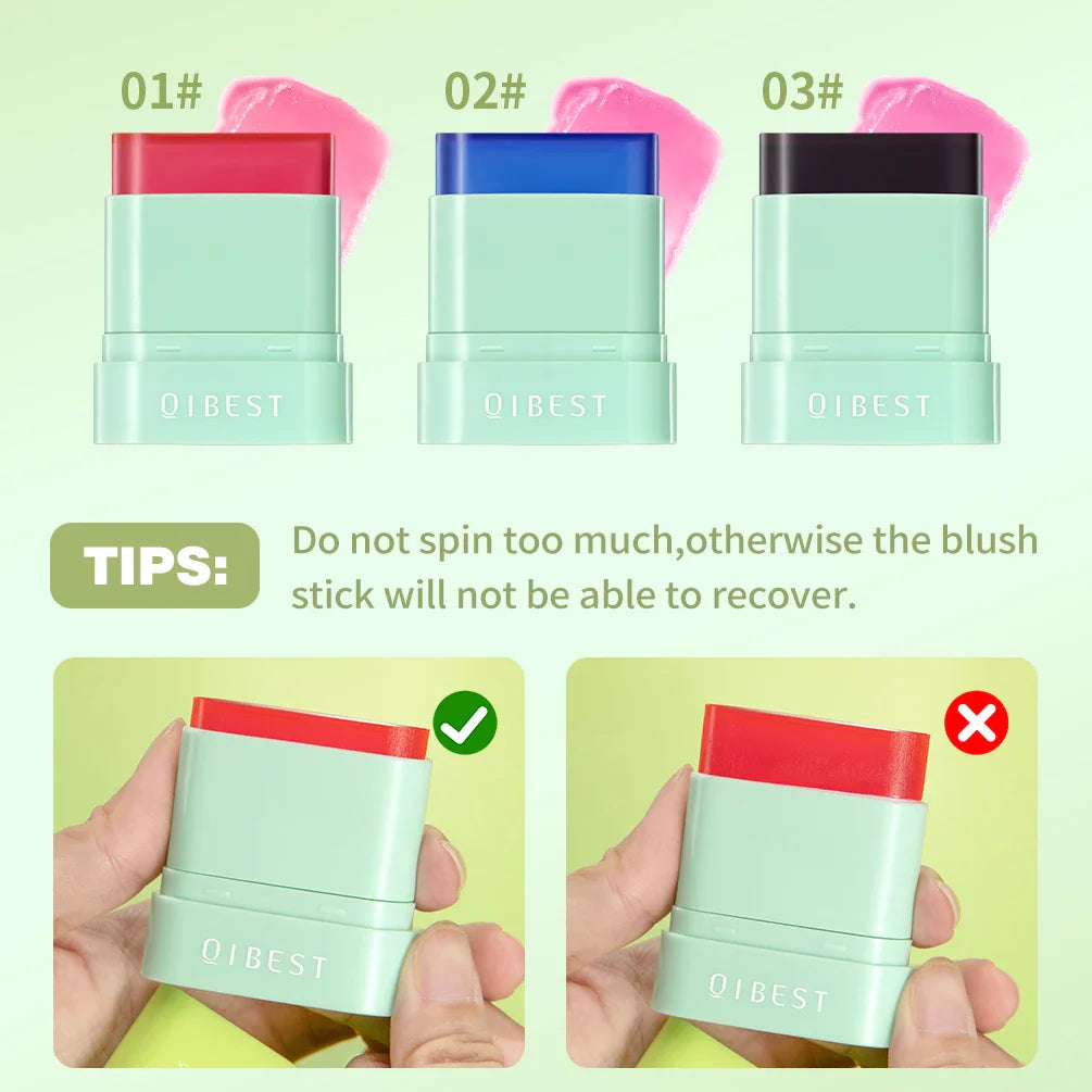 QIBEST 3-in-1 Jelly Blush Stick – Lips, Cheeks & Eyes | 3 Colors