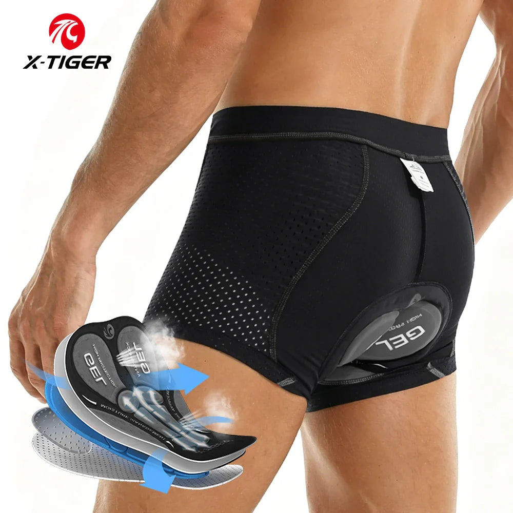 X-TIGER Men's 5D Gel Pad Cycling Shorts – Breathable MTB Boxer
