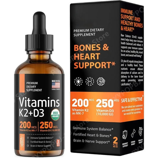 Vitamin D3 K2 Drops 5000 IU + 200mcg MK-7 | MCT Oil | 60ml Liquid Vitamin Drops Peaceful Pleasures Health and Wellness