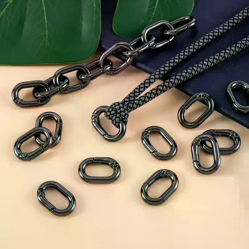 10Pcs Oval Spring Snap Hooks | Zinc Alloy Bag & Keychain Buckles