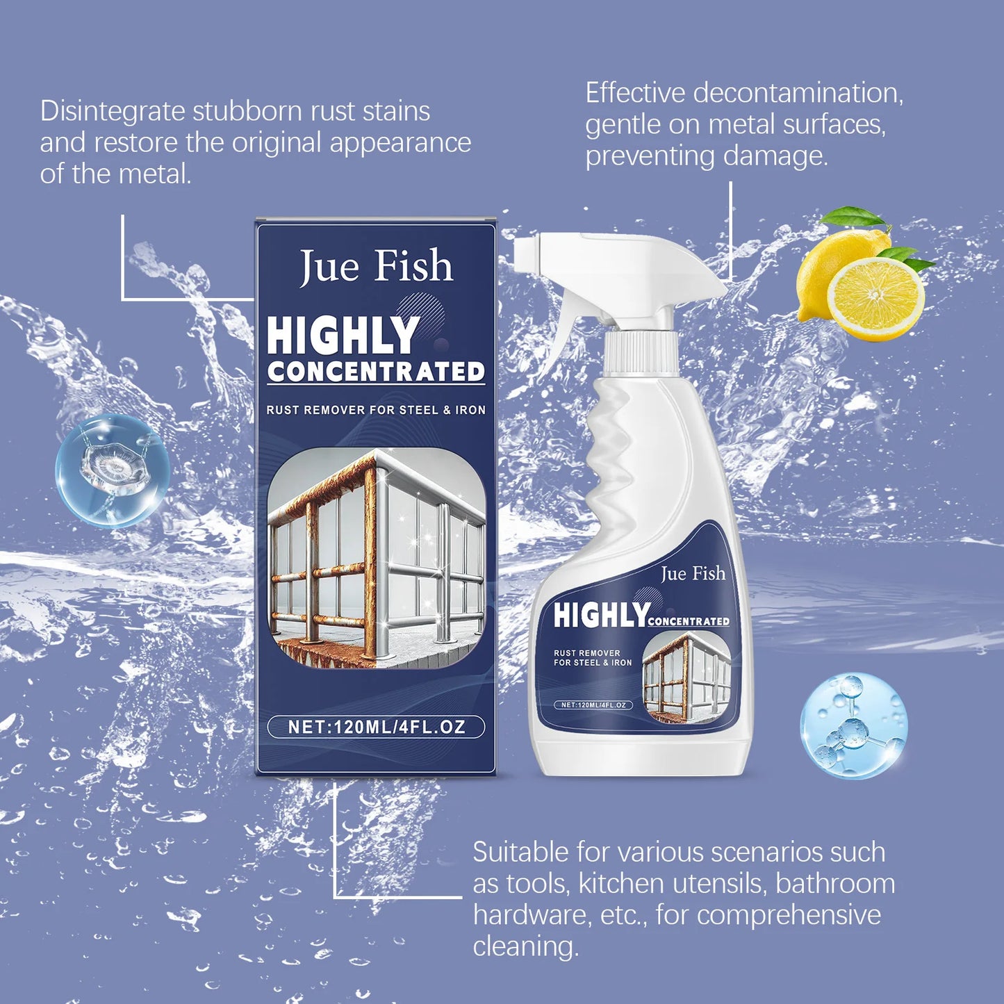 Jue-Fish Rust Remover Spray – Car Wheels, Faucets & Metal