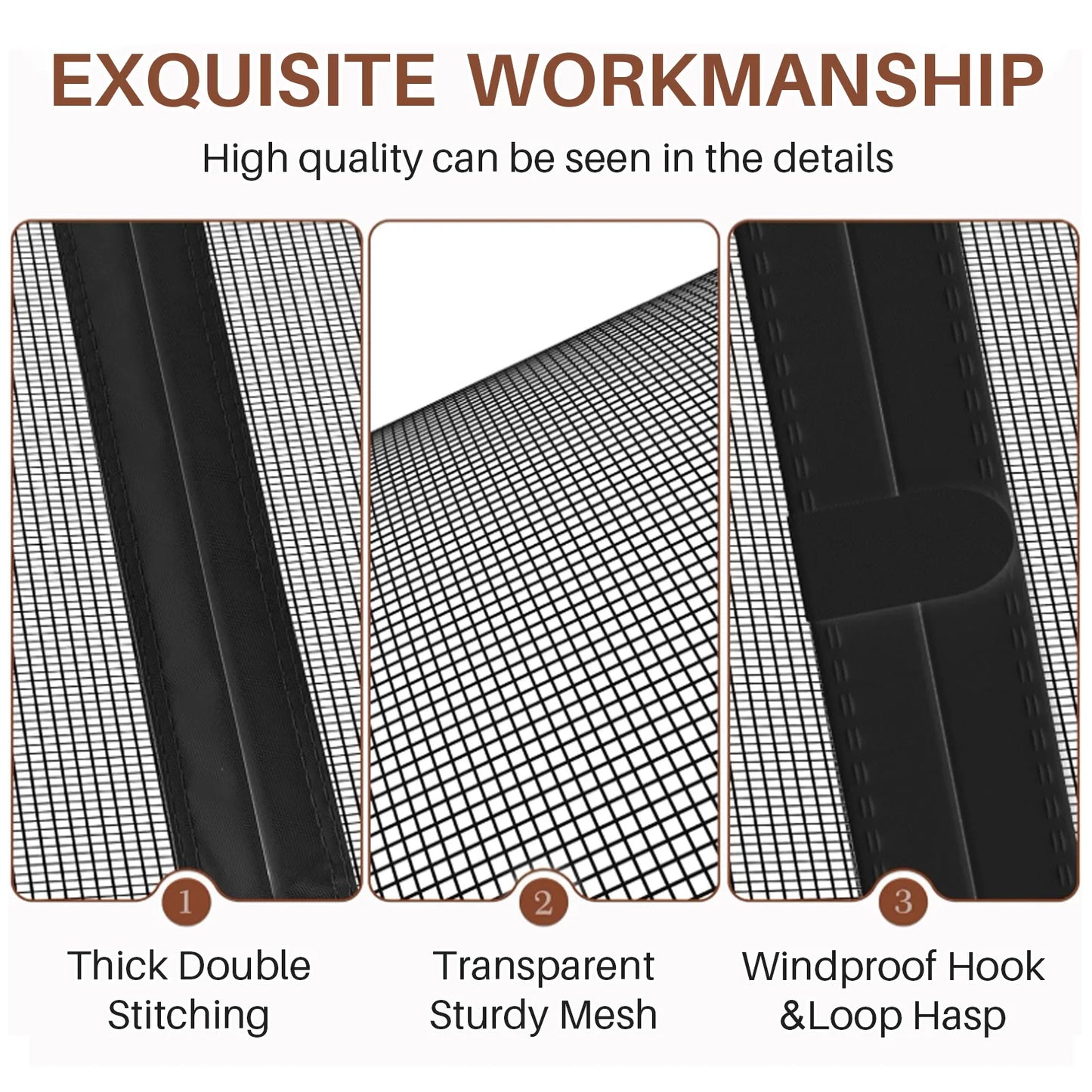 Double Door Magnetic Screen Door | Self-Closing Fiberglass Mesh