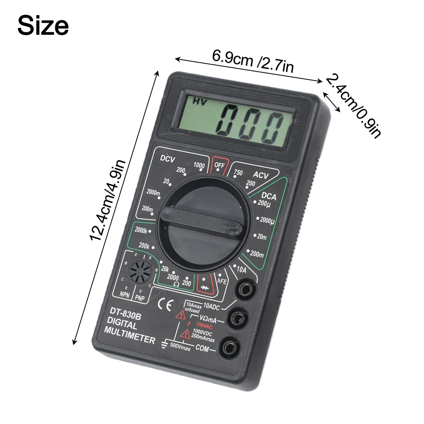 DT830B Digital Multimeter – AC/DC Voltmeter & Circuit Tester