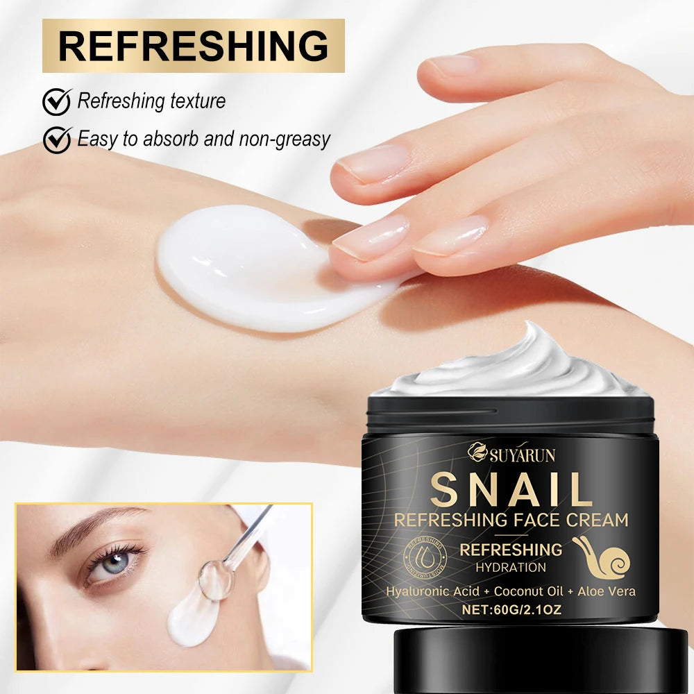 SUYARUN Retinol & Hyaluronic Acid Snail Cream - Anti-Aging Moisturizer for Face, Wrinkle Reduction, Brightening Skin Care. Peaceful Pleasures Health and Wellness