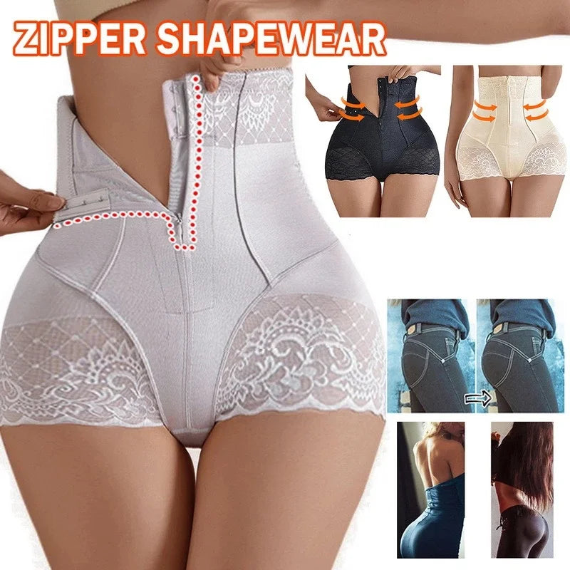 Tummy Control Panties Women Zipper Body Shaper Waist Pants Seamless