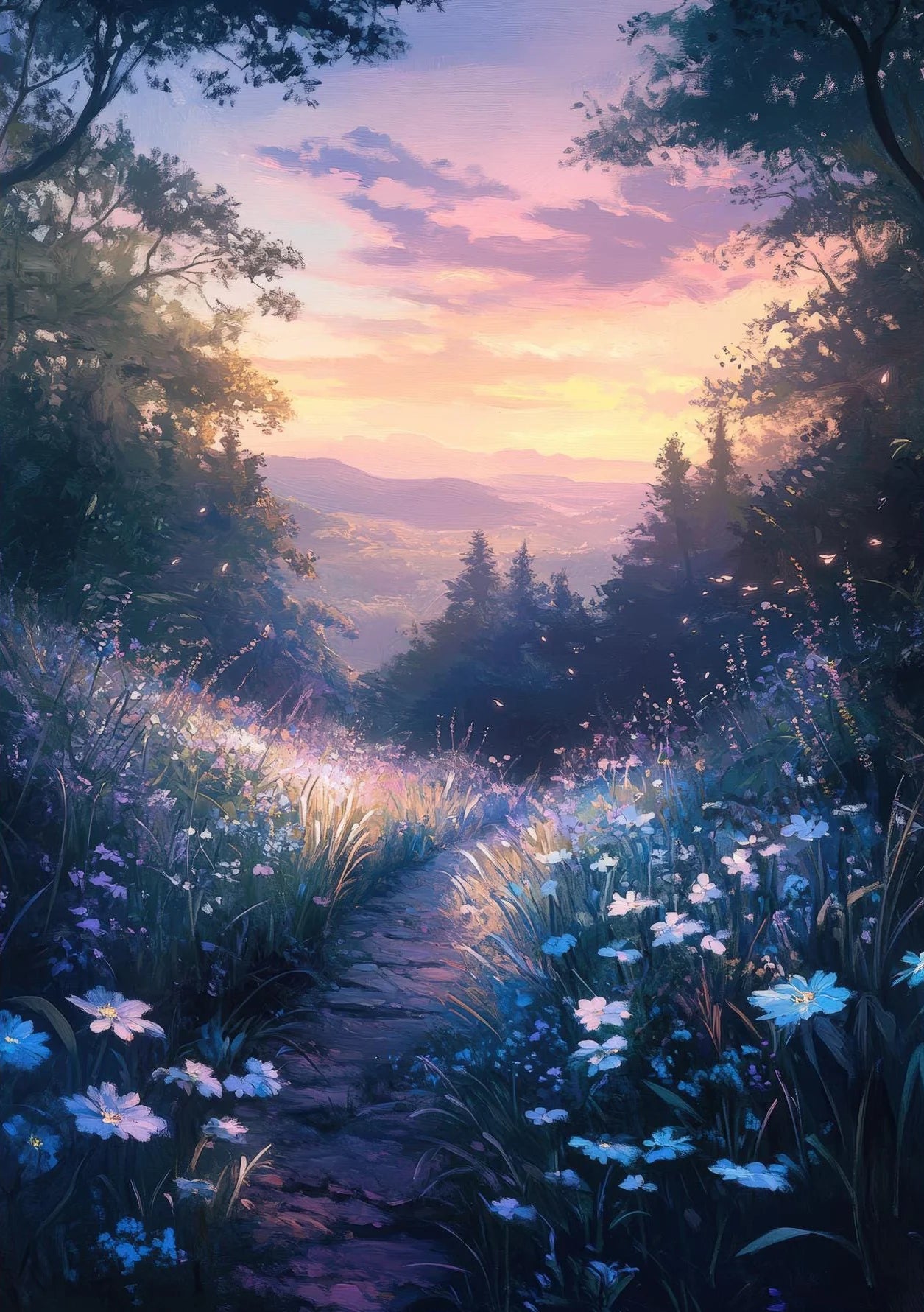 Fairy Enchanted Woodland Canvas Wall Art | Fantasy Forest Poster Canvas Wall Art Peaceful Pleasures Health and Wellness 8 30x40cm Unframed