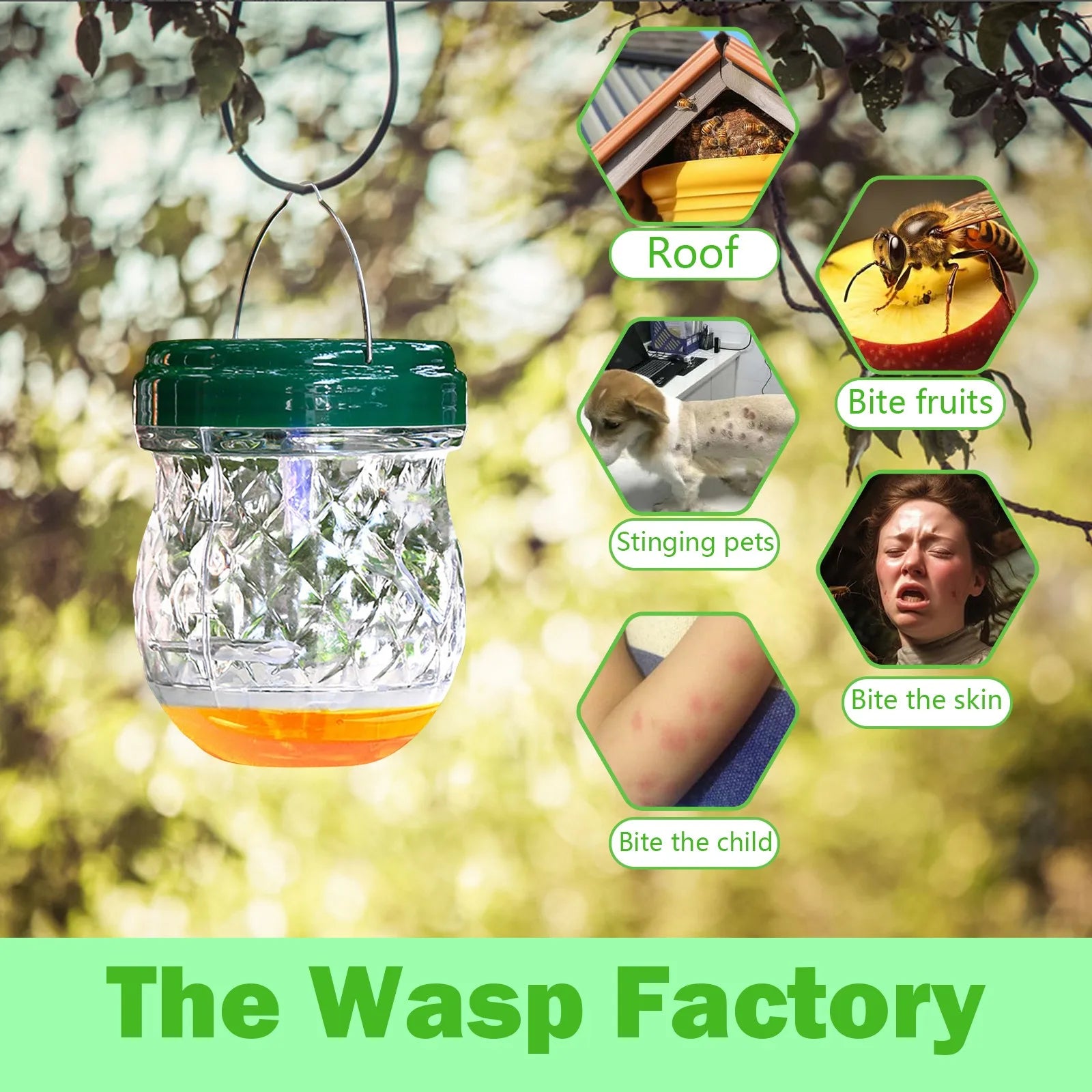 Hornet Trap Hanging Hornets Bee Fly Catcher Wasp Repellent Reusable Non-toxic Pest Control for Home Farm Garden Supplies Peaceful Pleasures Health and Wellness