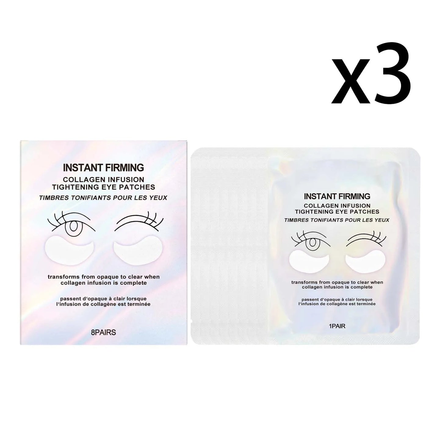 Collagen Firming Eye Membrane Anti Dark Circles Removal Eyes Bags Reduce Fine Lines Long Lasting Hydration Moisturizing Eye Mask Peaceful Pleasures Health and Wellness 3x8 PAIRS