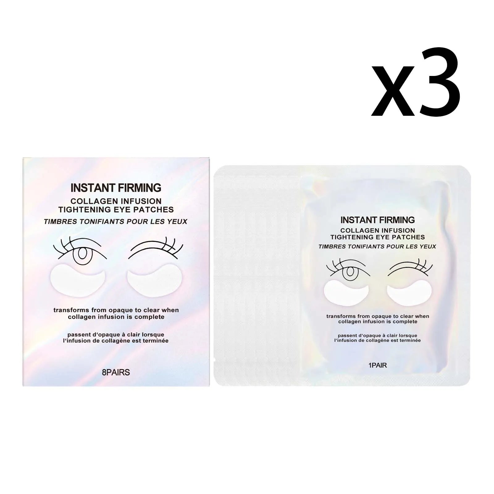 Collagen Firming Eye Membrane Anti Dark Circles Removal Eyes Bags Reduce Fine Lines Long Lasting Hydration Moisturizing Eye Mask Peaceful Pleasures Health and Wellness 3x8 PAIRS
