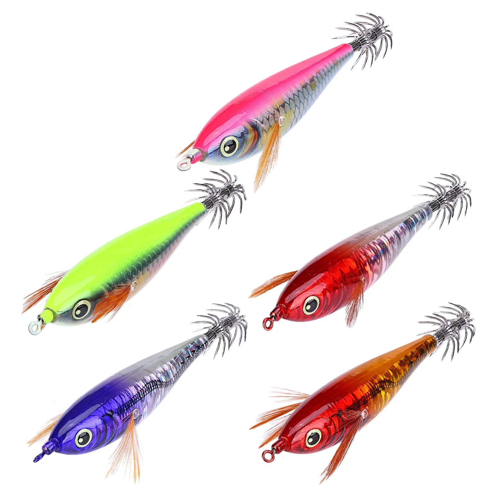 Fishing Squid Jigs Cuttlefish Lures Luminous Shrimp Prawn Sleeve Jig Hooks Slow-Sinking Sea Fishing Hard Lure for Octopus Peaceful Pleasures Health and Wellness