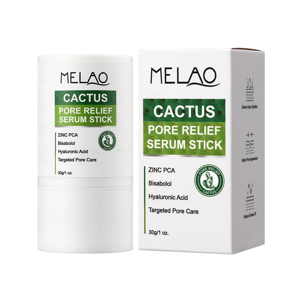 Cactus Pore Relief Multi Balm Stick Cooling & De-Puffing Face Balm for Enlarged Pores,Pore Minimizer,Smooths Texture Non-Greasy Peaceful Pleasures Health and Wellness 30gx1 piece 30ml