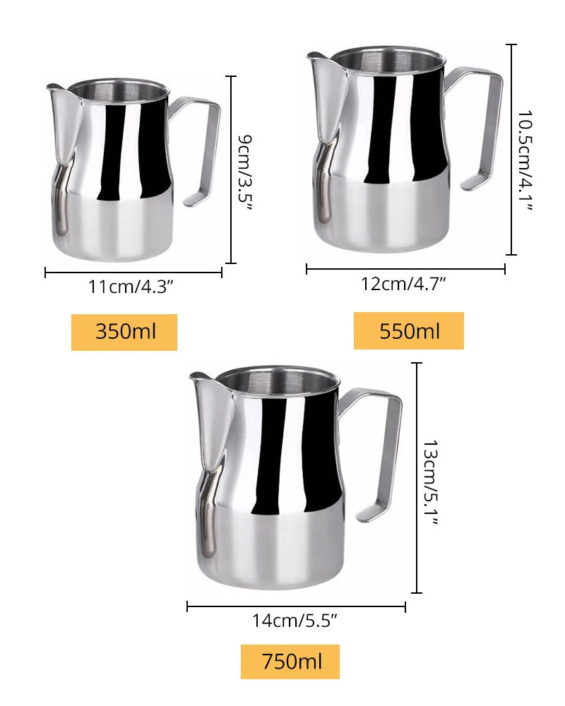 Stainless Steel Milk Frothing Pitcher Professional Milk Pitcher Jug Espresso Coffee Barista Craft Cappuccino Frother Cream Cup Peaceful Pleasures Health and Wellness