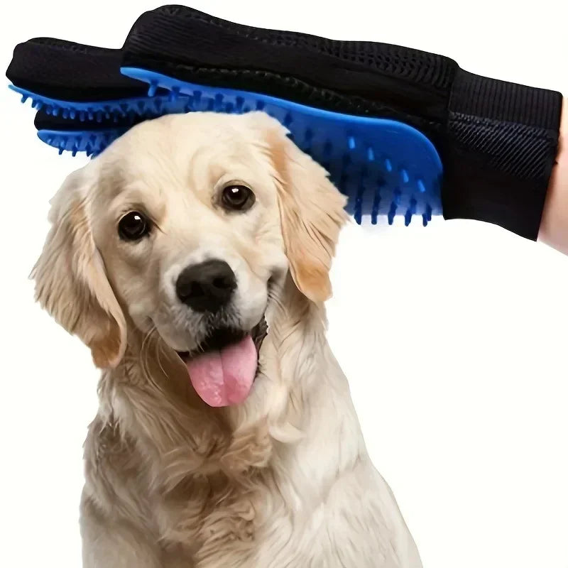 Pet Grooming Gloves for Dogs & Cats – 2-in-1 Deshedding Mitt