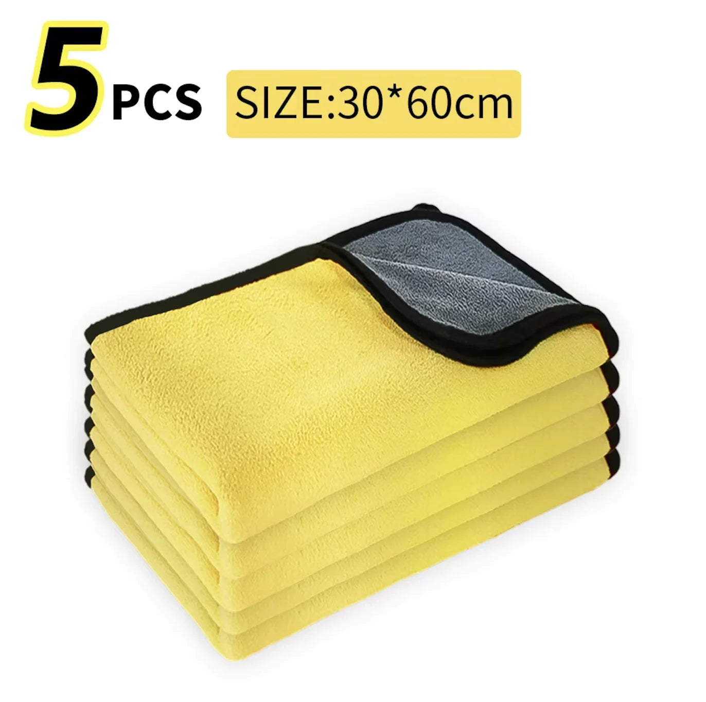 Microfiber Car Wash Towels 3/5/10 Pack | 30x30 & 30x60cm Microfiber Cleaning Towels Peaceful Pleasures Health and Wellness 5pcs 30-60cm