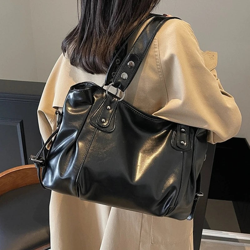 Large Capacity Vintage European American Style Tote Bag Women Shoulder Crossbody Handbag Fashion Casual Commuter Top Handle Bag Peaceful Pleasures Health and Wellness
