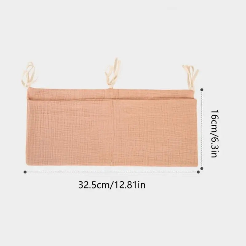 Baby Crib Hanging Organizer – Cotton Diaper & Toy Storage Pouch