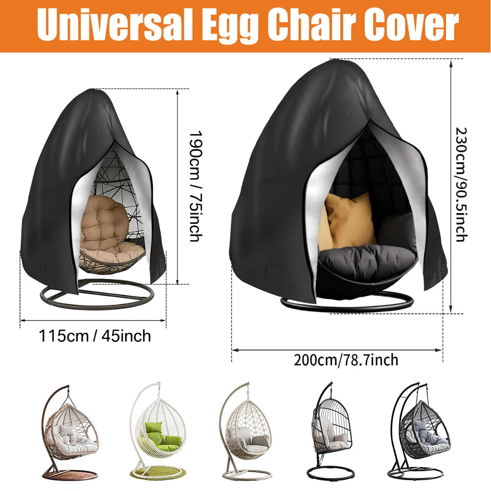 Patio Hanging Egg Chair Cover Waterproof Slipcover Swing Chair Protector Outdoor Weather Resisatant with Zipper Storage Bag Peaceful Pleasures Health and Wellness