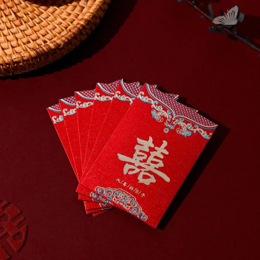 20pcs New Trendy Multiple Patterns Money Pocket Best Wishes Good Luck Red Envelope Lucky Money Blessing Bag Party Gifts Peaceful Pleasures Health and Wellness 08
