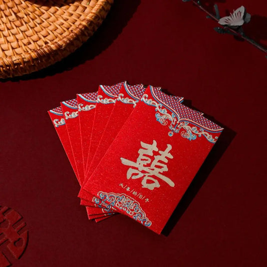 20pcs New Trendy Multiple Patterns Money Pocket Best Wishes Good Luck Red Envelope Lucky Money Blessing Bag Party Gifts Peaceful Pleasures Health and Wellness 08