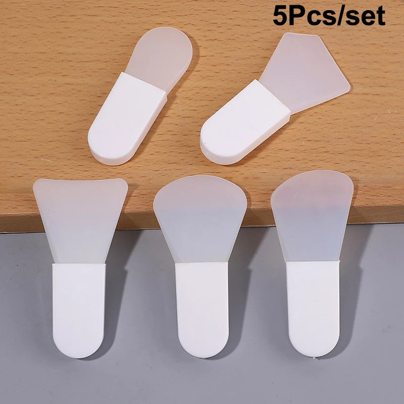 5Pcs Silicone Facial Mask Brush Face&Eye Cream Mud Mask Applicator Scraper Face Cleanse Brushes Travel Portable Skin Care Tools Peaceful Pleasures Health and Wellness 5pcs White
