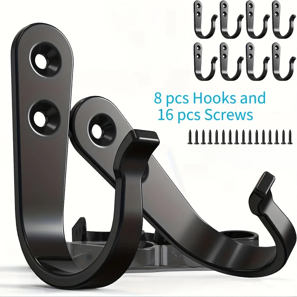 Heavy-Duty Iron Wall Hooks Anti-Rust | 4/8/16pcs Pack