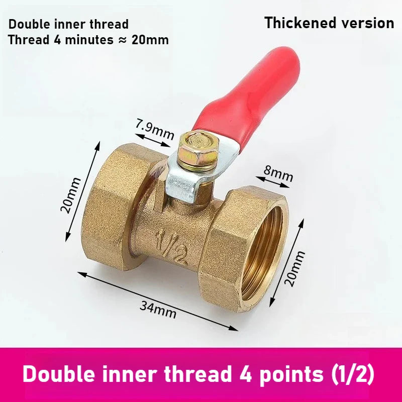 Pneumatic Copper Ball Valve – Red Handle Threaded Female 1/4"