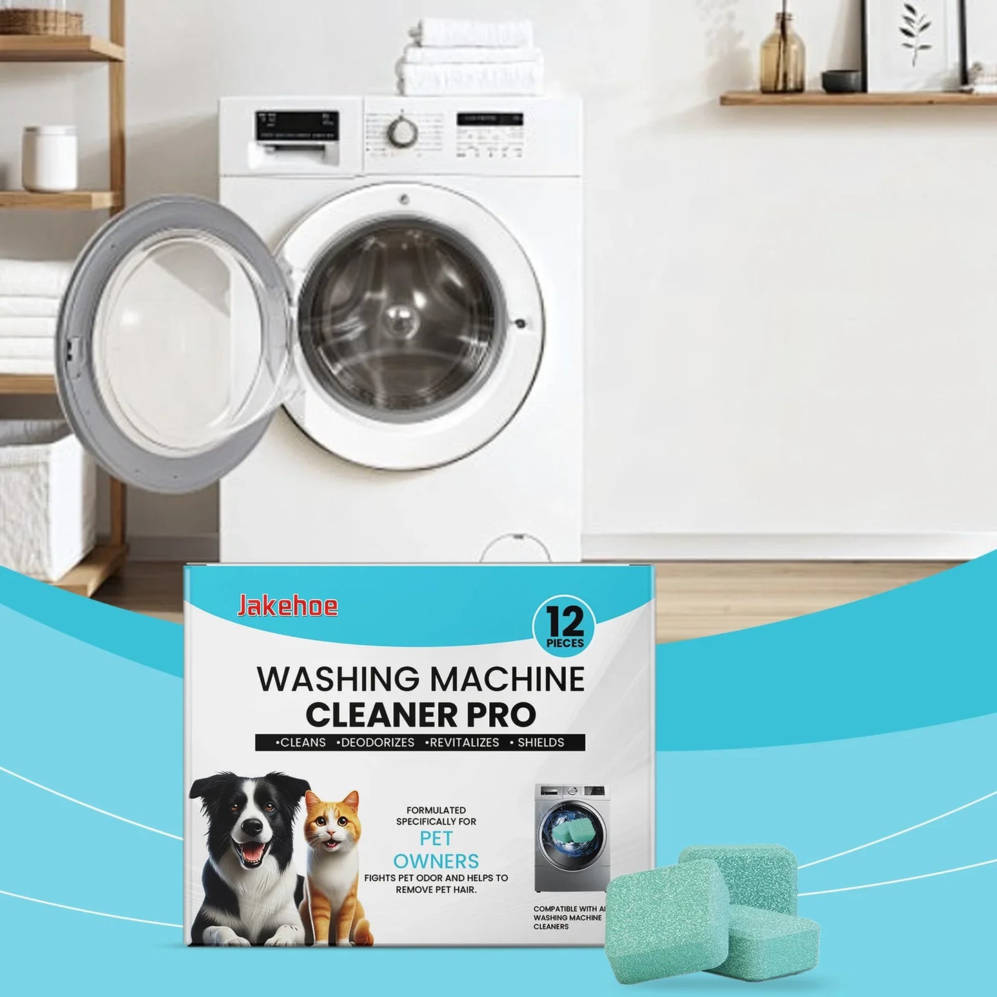 JAKEHOE Washing Machine Cleaner for Pet Owners – 12 Tablets