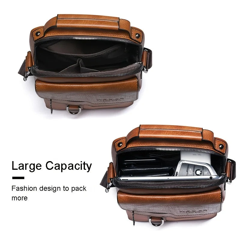 Men's Genuine Leather Crossbody Bag Shoulder Bags Vintage Handbags Business Bag Peaceful Pleasures Health and Wellness