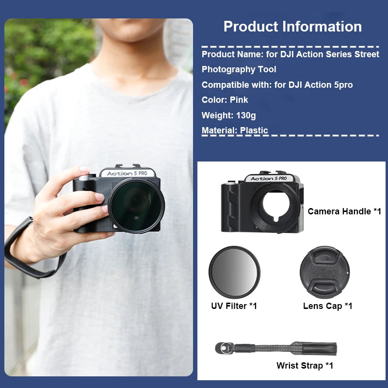 3D Printing Street Grip Vlog Holder Combo Camera Grip Holder For Dji Action5 Pro/4/3 Camera Grip And Camera Accessories Peaceful Pleasures Health and Wellness action 5pro black