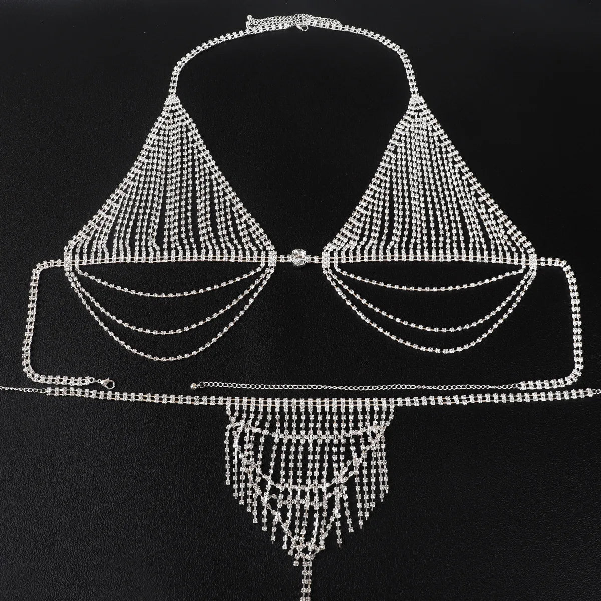 Rhinestone Tassel Body Chain | Diamond Bikini Breast Chain