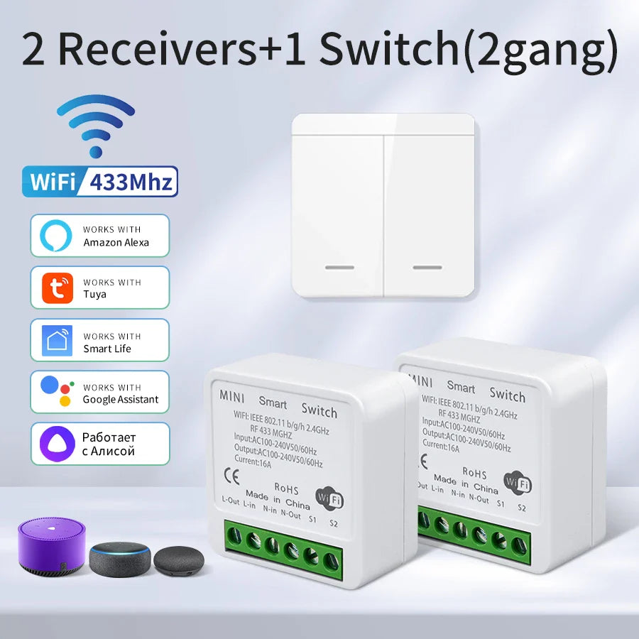 Tuya WiFi Smart Switch 1/2/3 Gang 433MHz | Alexa Google