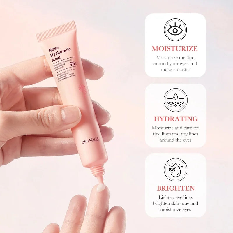 BIOAOUA Rose Hyaluronic Acid Eye Cream for Moisturizes Repairs Lightens Fine Lines Black Circles 20g Peaceful Pleasures Health and Wellness