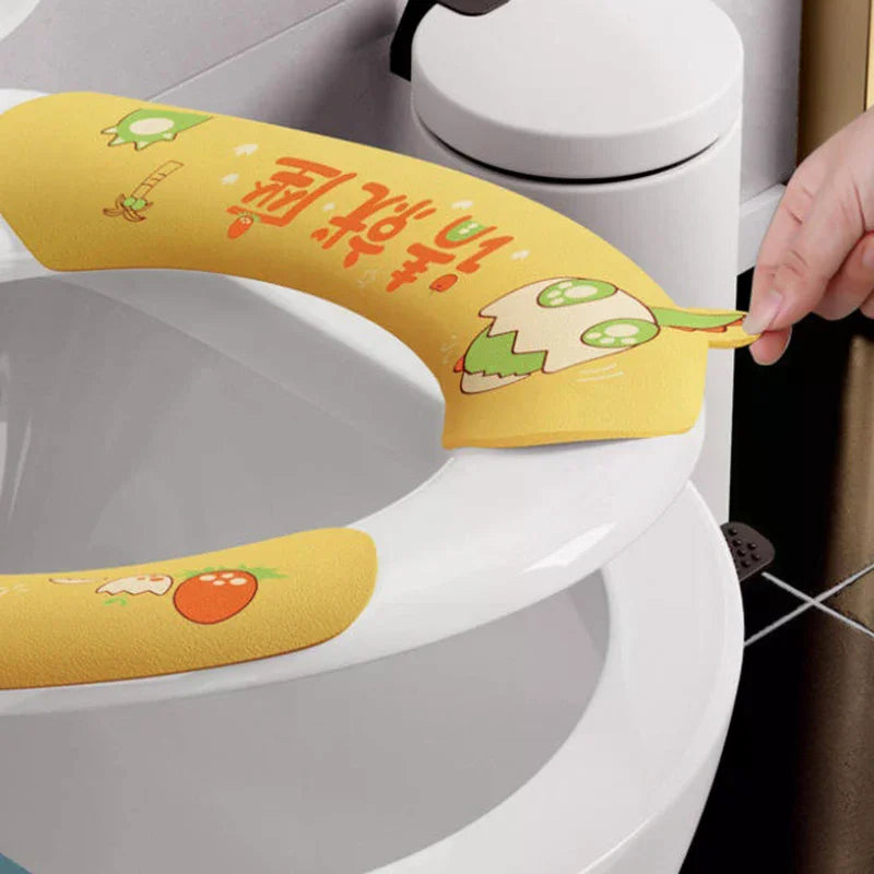 Cartoon Toilet Seat Cover Cushion – Soft Washable Plush Pad (1 Pair)