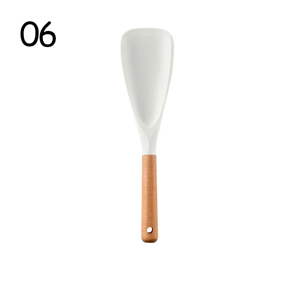 Silicone Non-Stick Cooking Utensil Set – Stainless Steel Handle Spatula, Egg Beater & Shovel Kitchen Tool Set