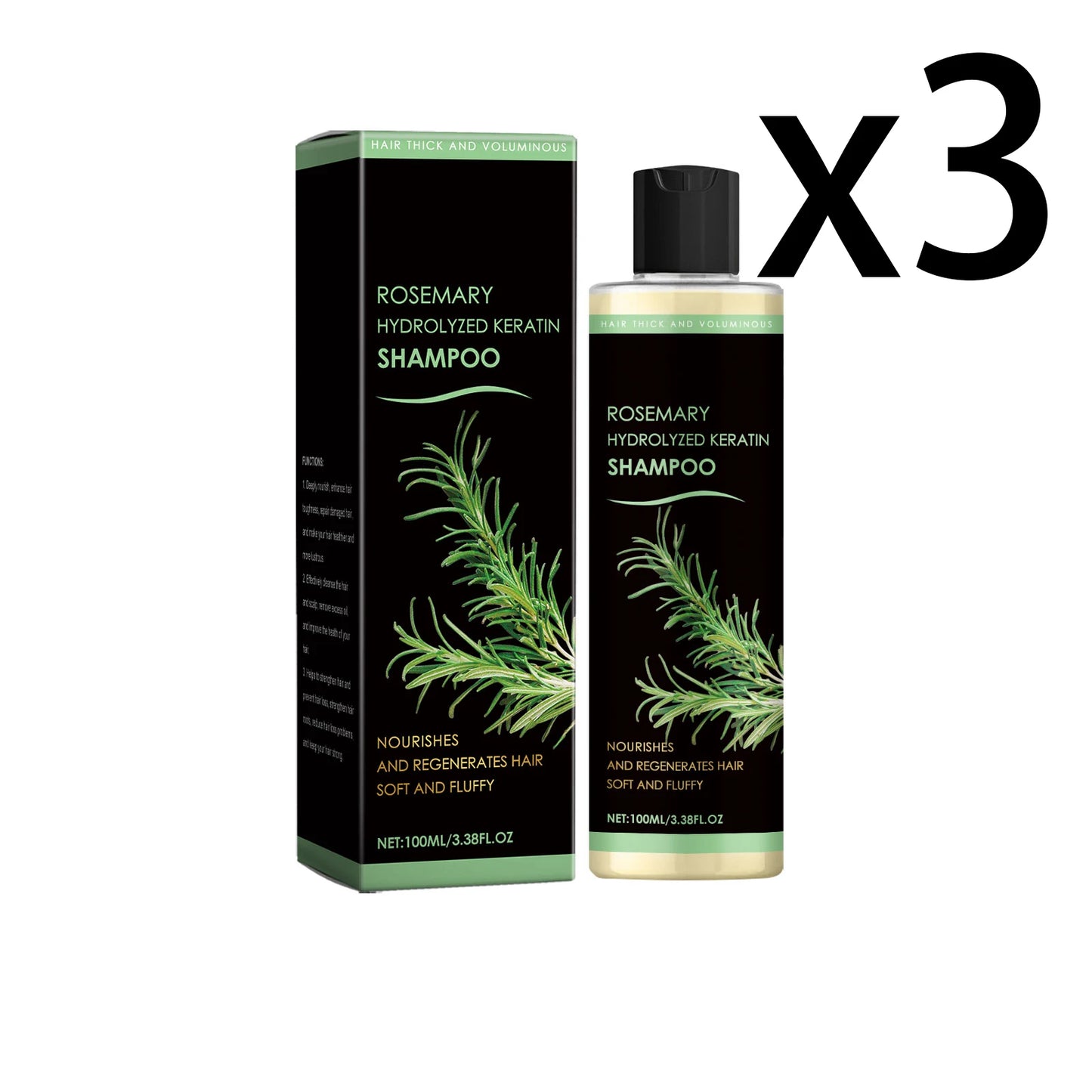 Rosemary Hair Shampoo for Deep Cleaning and Oil Control Peaceful Pleasures Health and Wellness 3x100ml 1