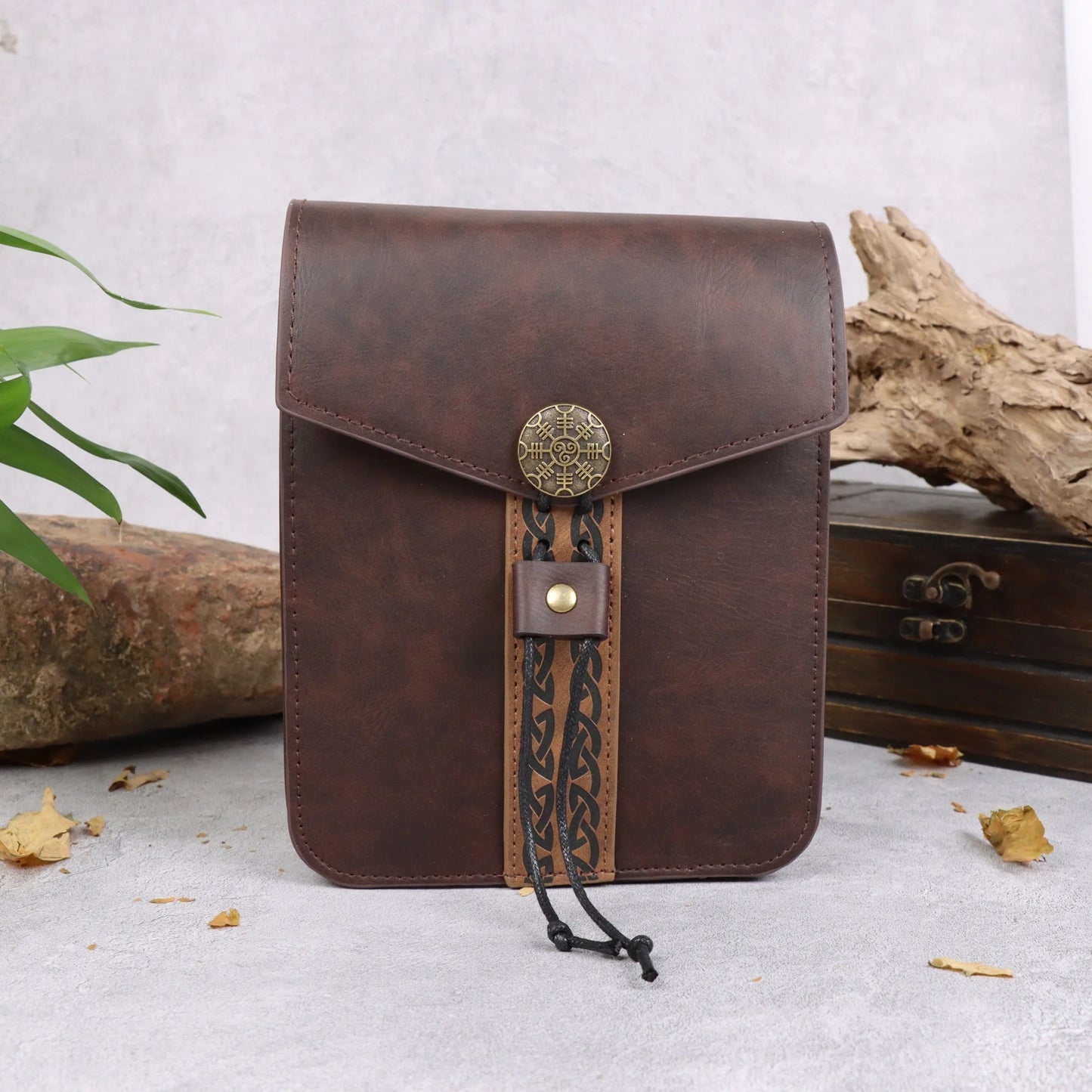 Medieval Faux Leather Viking Knight Belt Copper Coin Waist Bag